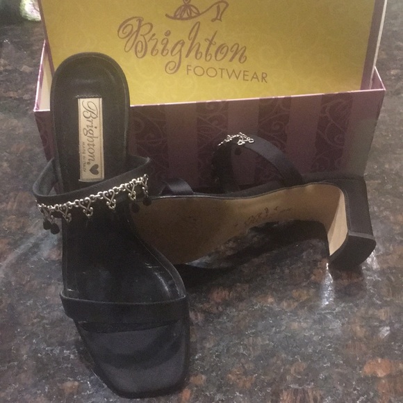 Brighton Shoes - Brighton 8 TIA blk satin w/ beaded jewelry accent
